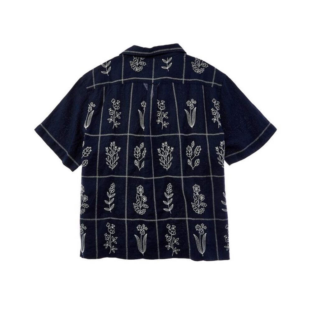 Todd Snyder Mens  Navy Motif Camp Shirt, Navy - Picture 2 of 3
